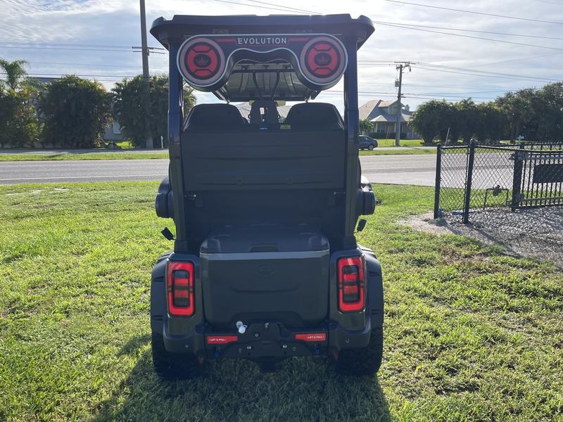 Cargo space of 2025 Evolution D-Max XT6 black golf cart available in Pennsylvania