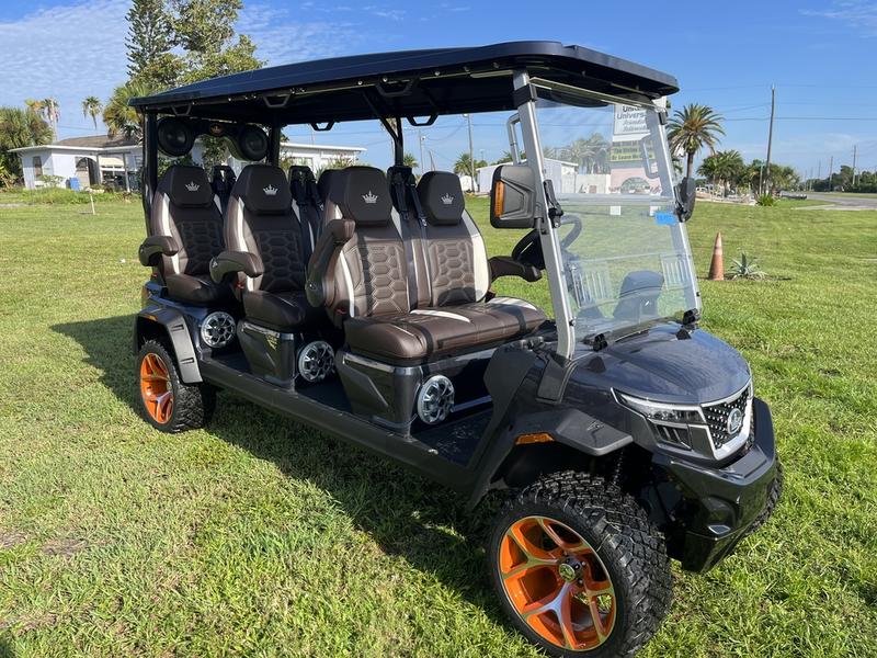 Rear view of 2025 Evolution D-Max XT6 black electric golf cart available in Pennsylvania