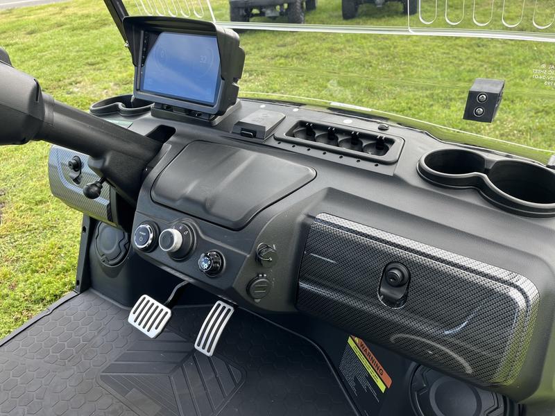 Dashboard interior of 2025 Evolution D5-Maverick 6 Plus black golf cart for sale in California
