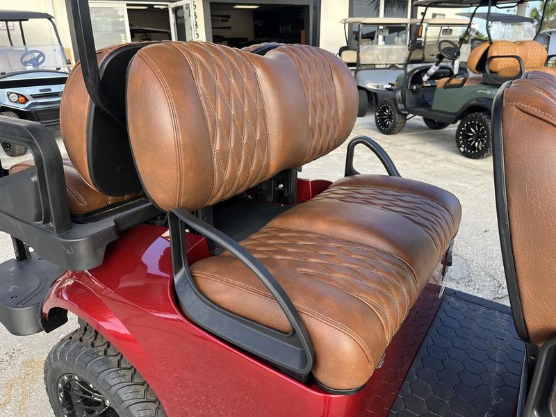 Street legal version of 2025 E-Z-GO Express 6 ELiTE Lithium Inferno Red in Los Angeles California