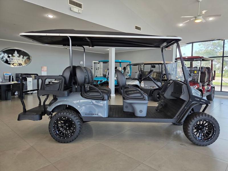 Front view of 2025 E-Z-GO Express 6 Gas Lifted Slate in Charleston South Carolina