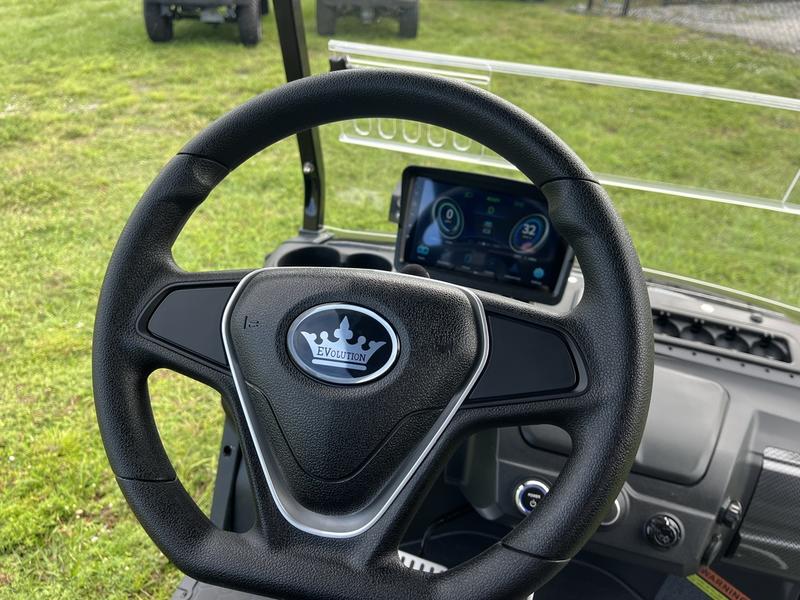 Luxury design of 2025 Evolution D5-Maverick 6 Plus black electric golf cart available in California