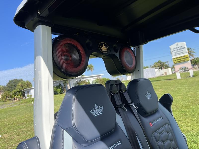 Street-legal 2025 Evolution D-Max XT6 white electric golf cart available in Michigan